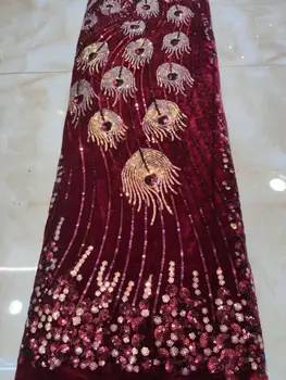 

Wine color Nigerian Sequins Lace Fabrics Idian Nigerian Lace Fabrics Embroidery African Tulle French Lace Materials For Women