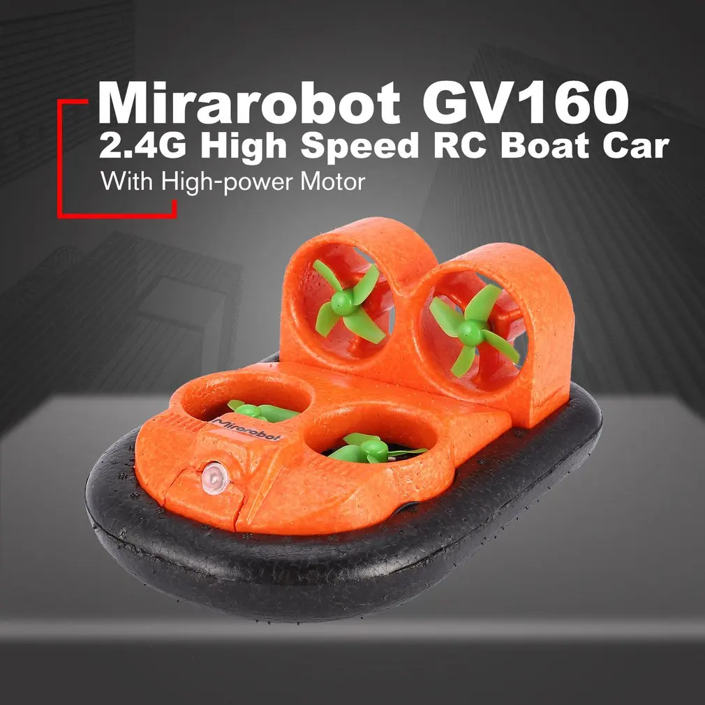 Mirarobot GV160 2.4G 7CH RC Boat Car Ground Effect Vehicle Speedboat Ship Model with 30km/h High Speed LED Version RC Model Toys
