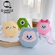 Q UNCLE/популярный мультяшный Кошелек для монет, чехол для ключей принцессы для девочек, Детский кошелек Снежная королева, сумка для гарнитуры, Плоская Круглая сумка для монет, кавайный чехол