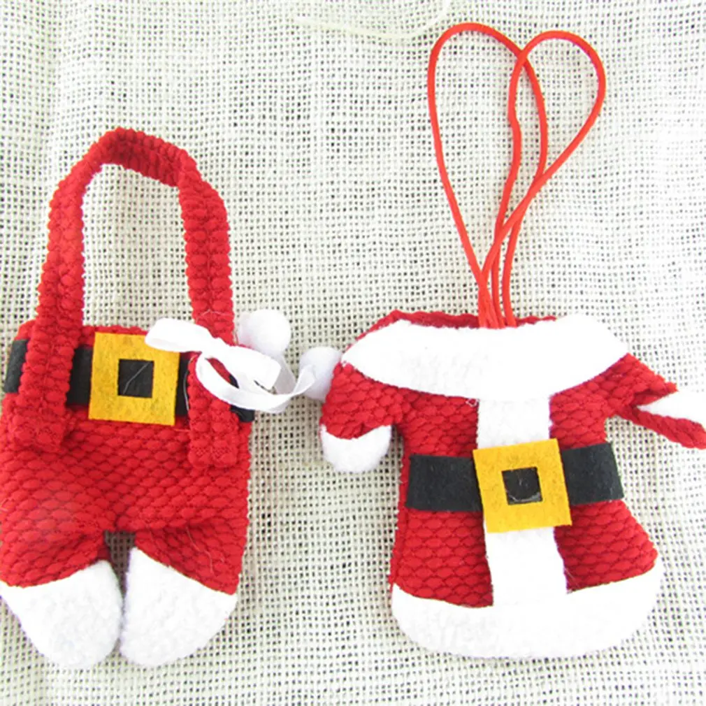 Christmas Decorations Clothes+ Pants Non-Woven Cutlery Bag Small Clothes Cutlery Bag Christmas Supplies Christmas Cutlery Bag
