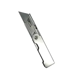 Couteau utilitaire pliant en acier inoxydable, boîte de coupe avec Clip de poche lame à changement rapide couteau de coupe robuste pour les bandes de papier 