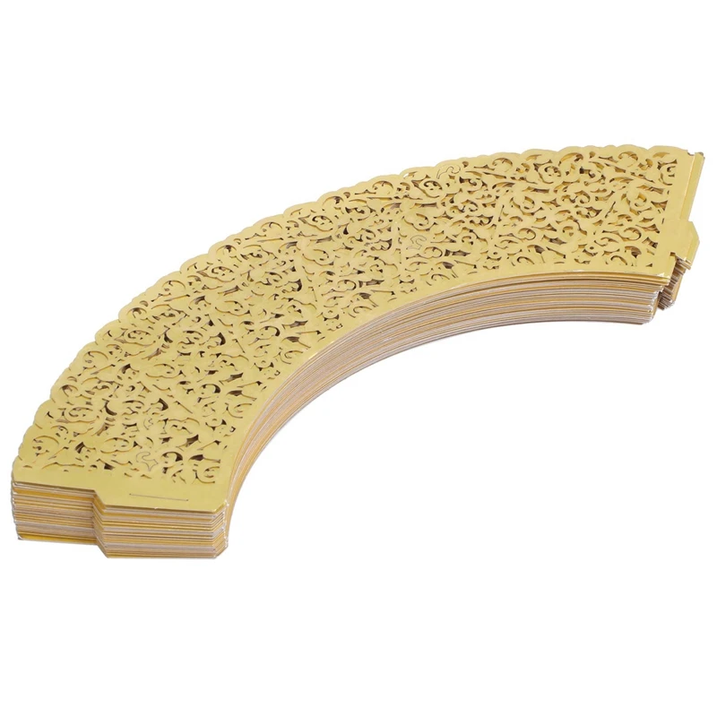 Vine Cupcake Holders Filigree Vine Designed Decor Wrapper Wraps Cupcake Muffin Paper Holders- 50pcs(Bright Gold