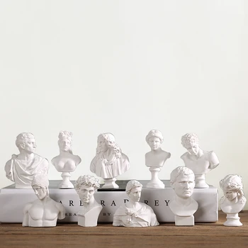 

10PCS/SET Sketch Head Statue Gypsum Bust Mini Statue Gypsum Sketch Line Drawing Teaching Aids