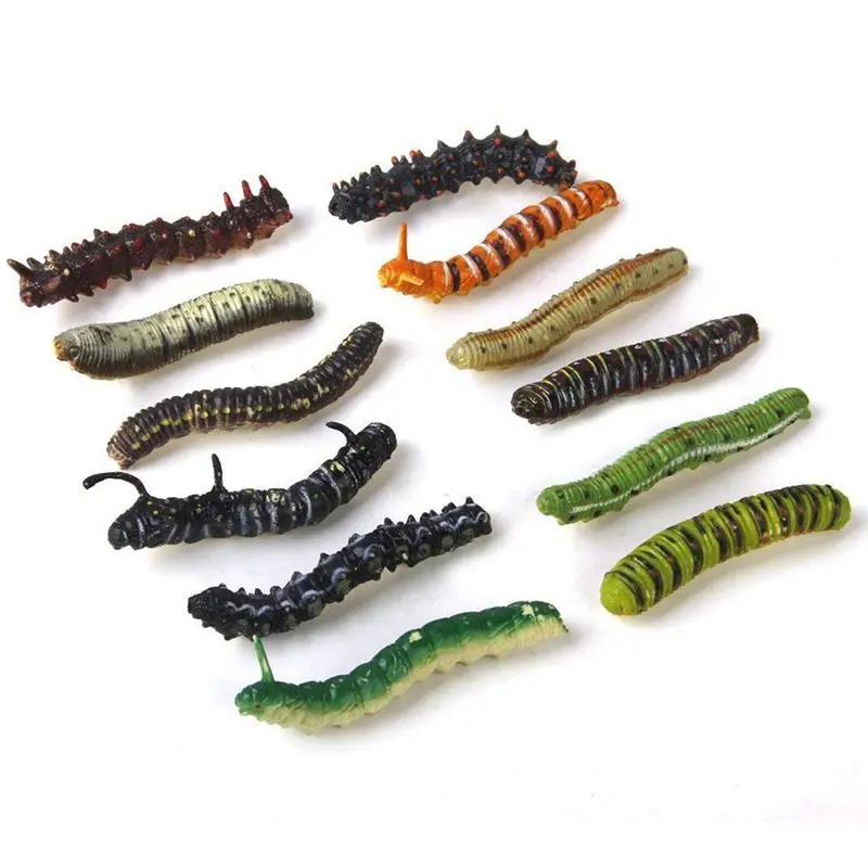 Упаковка из 12 шт пластиковая модель извилистые червь поддельные Caterpillar набор в