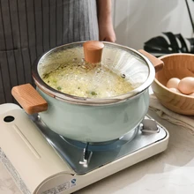 Японский фарфор Эмаль утолщение для супа риса горшок большой бытовой газ электромагнитная печь кастрюля для тушения кастрюля стеклянная крышка