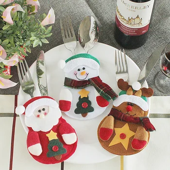 

Christmas decorations Christmas knife and fork bag Classic Santa Claus knife and fork sleeve set hotel festive scene layout