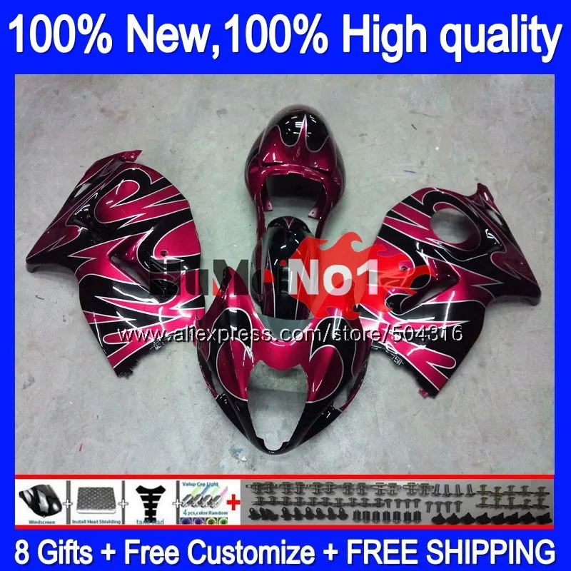 No. 1 Hayabusa для SUZUKI GSX-R1300 1996 1997 1998 99 00 01 27MC. 189 GSXR 1300 GSXR1300 96 97 98 1999 2000 2001 Обтекатели Красный Пламя - Цвет: No. 1