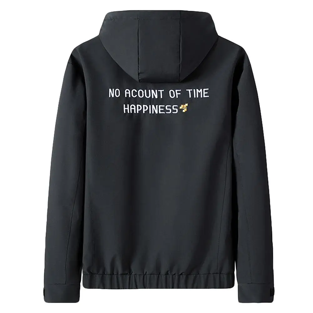 Men's Autumn Winter Casual Fashion Patchwork Hoodie Zipper Outdoor Sport Coat Streetswear Outdoor Riding Windbreaker Coat