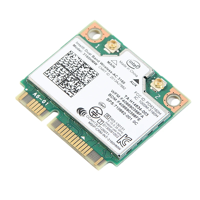 Мини PCI-E WiFi, Bluetooth, беспроводной карта для ноутбука двухдиапазонный 2,4 ГГц 5 ГГц для Intel 3160 3160HMW 802.11Ac беспроводной AC+ Bluetooth 4,0
