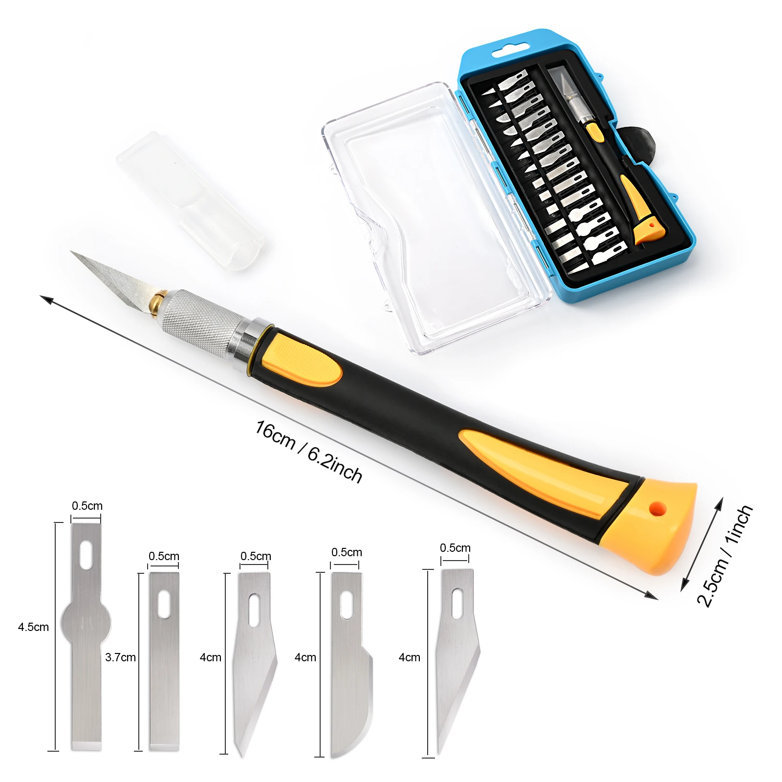EHDIS Car Vinyl Cutter Carbon Fiber Film Slitter +14Pcs Multi-Size Metal Blade Carving Knife Graving Tool for Auto Foil Wrapping