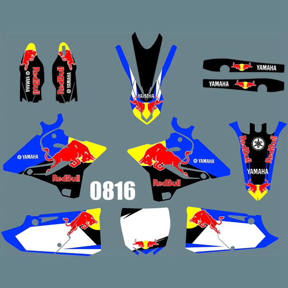 Для YAMAHA YZ125 YZ250 Bull полный Графика наклейки Набор наклеек на заказ Номер Название Глянцевые Наклейки