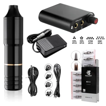 

Tattoo machine Kit Rotary Liner and Shader Permanent Makeup Pen DC Connector Body Painting 10W Motor Needle Cartridges EM128