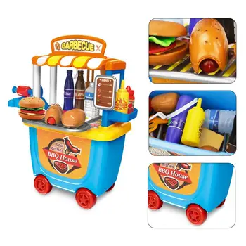 

Pretend Play Toy Set BBQ Ice Cream Cart Shop Supermarket House Toy Pretend Play Set Kids Role Play Fun Toy Set