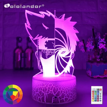 

Led Night Light Japanese Anime Naruto Obito Uchiha and Kakashi Hatake Half Face Nightlight for Child Bedroom Table 3d Lamp Gift