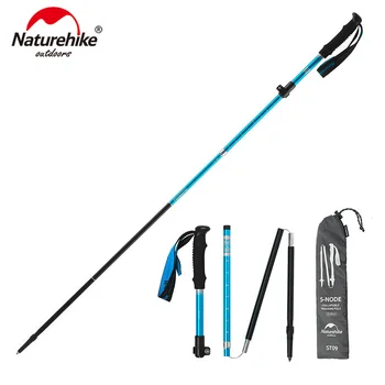 

Naturehike 1PCS Folding Adjustable Trekking Poles Aluminum Alloy 5-section Telescopic Nordic Hiking Walking Sticks For Tourism