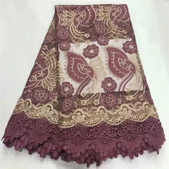 

Esewing African Lace Fabric 2019 French Cord Lace Fabric Embroidered Nigerian Beads Tulle Lace Fabric With Stones For Wedding