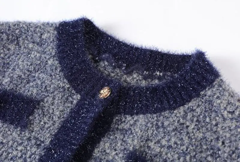 Blue Женские кардиганы Runway осень зима однобортные розовые синие абрикосовые свитера - Цвет: Blue