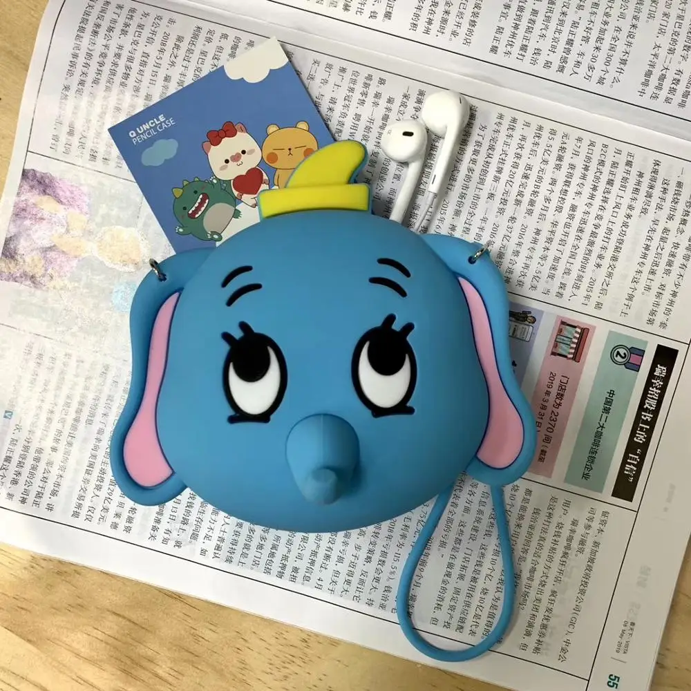 Горячая Kawaii Мультфильм Дамбо дети силиконовые кошельки для монет кошелек дети девочка Женщины для подарка Леди деньги ключ сумка гарнитура сумка