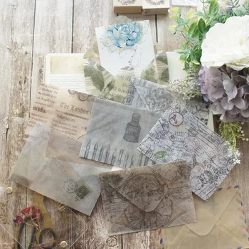 

10.8*14.8cm 3pcs Old Time Travel Note Design Envelop As Postcard Message Card Invitation Envelop Transparent Paper