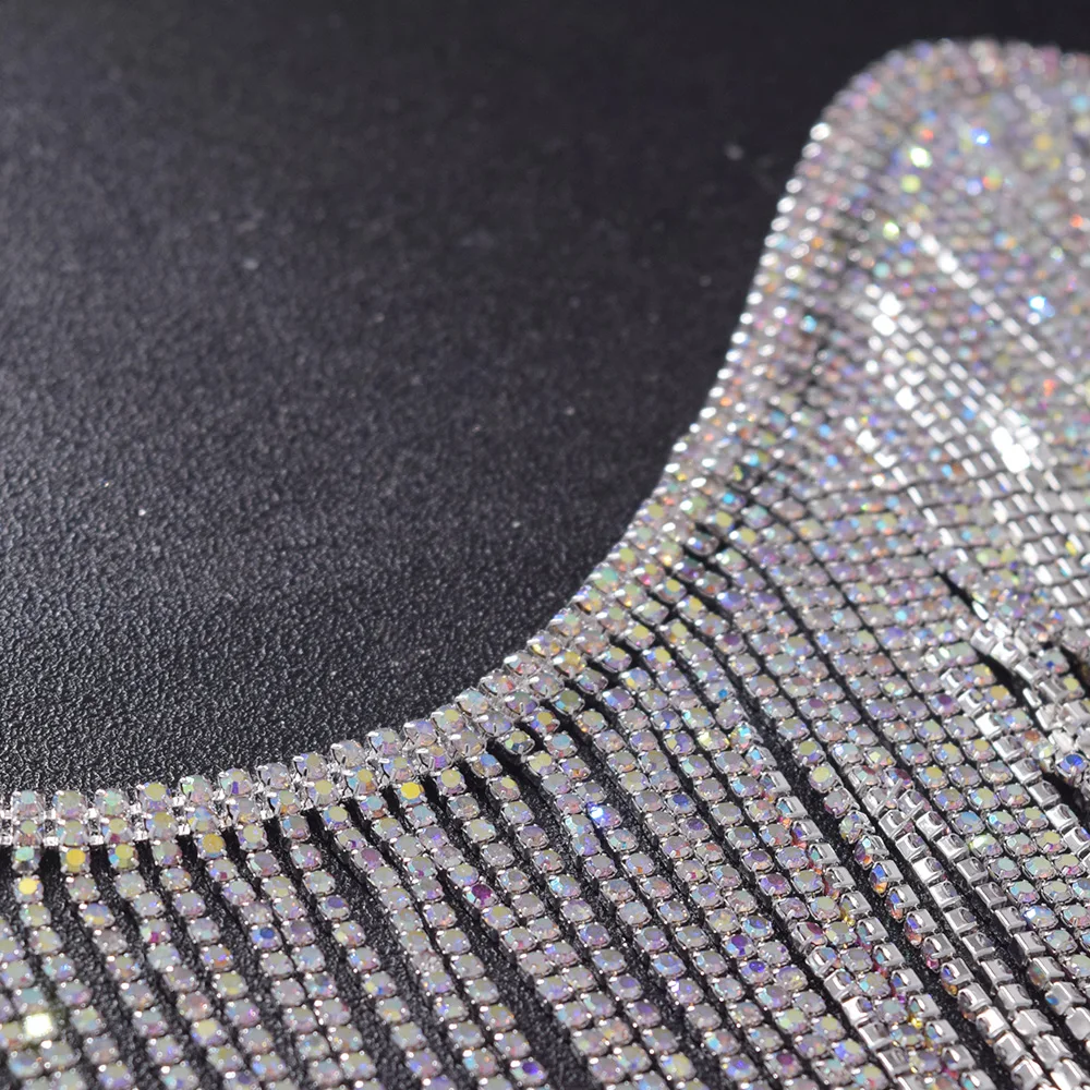 Crystal AB tassel rhinestone fringe trimming  (7)