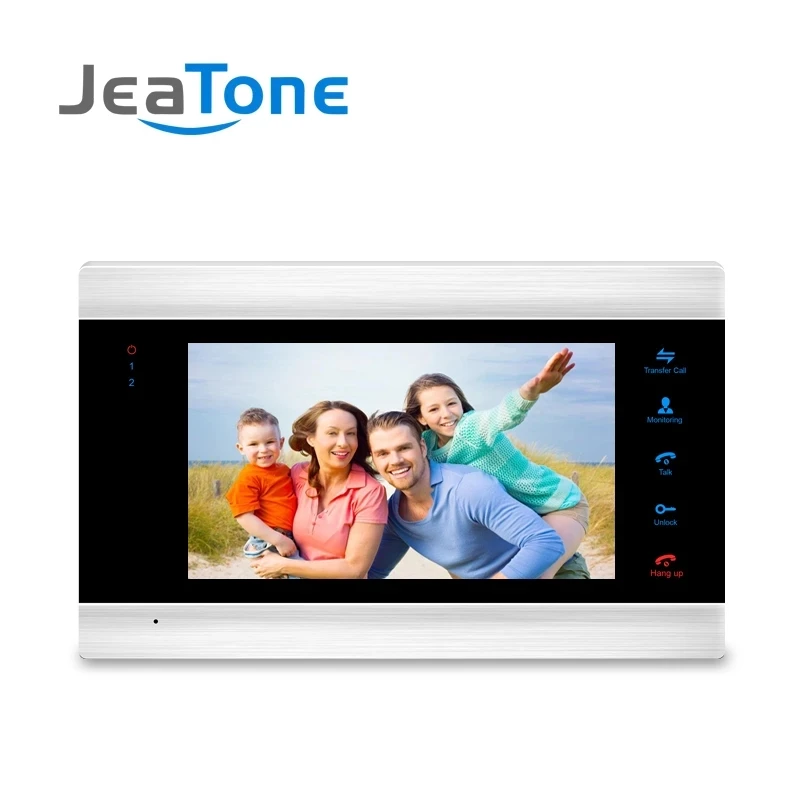 JeaTone 7 Inch Indoor Monitor Video Door Phone Doorbell Intercom System Video Recording Photo Taking Silver Wall Mounting