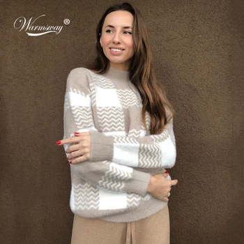 

autumn winter thick mink cashmere sweater poullovers women long sleeve 2020 female casual warm fur sweater jumper CY-047