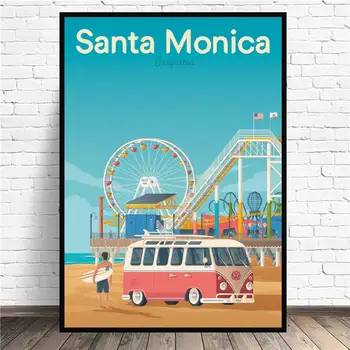 

Santa Monica Travel Canvas Art Print Wall Poster Living Room Decoration No Frame