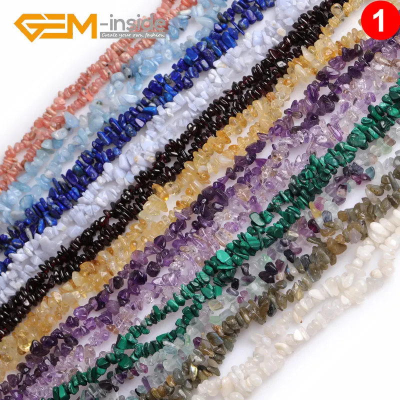 

Hot Sale!3-8mm Natural Stone Beads Chips For Jewelry Making 34"(Red Garnet Aquamarines Fluorite lapis lazuli Citrines Moonstone)