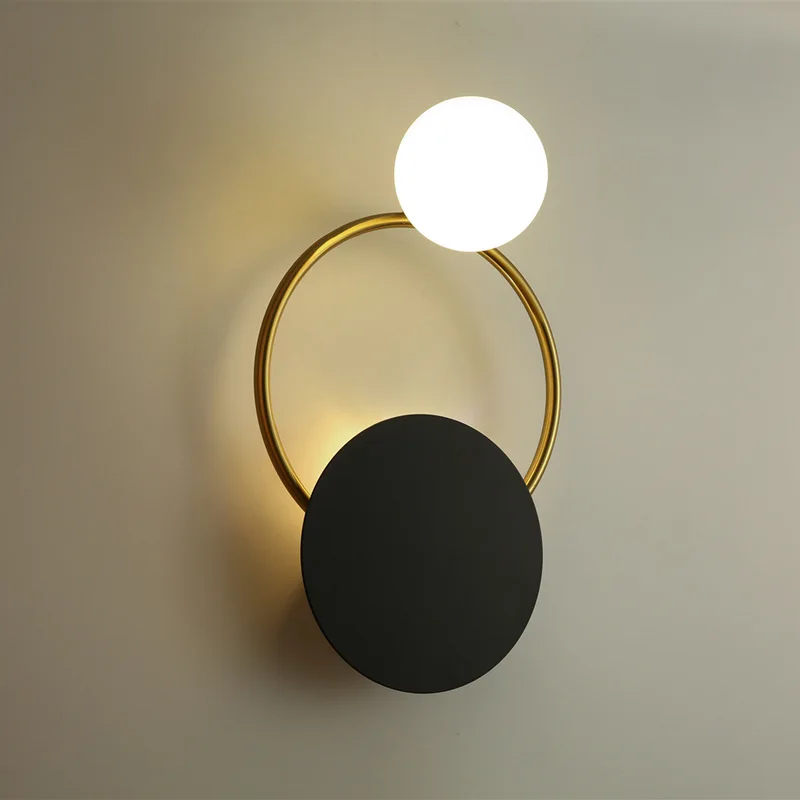 

Nordic Bedroom Bed Head Light Luxury Wall Lamp Black And White with Pattern Circle Minimalist Post-modern Living Room Hallway Wa