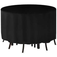 Чехол для садовой мебели, круглый чехол для Садового Стола, 210D сверхмощный Оксфорд с 2 ветрозащитными пряжками водонепроницаемый ветрозащитный и анти-УФ ПЭТ