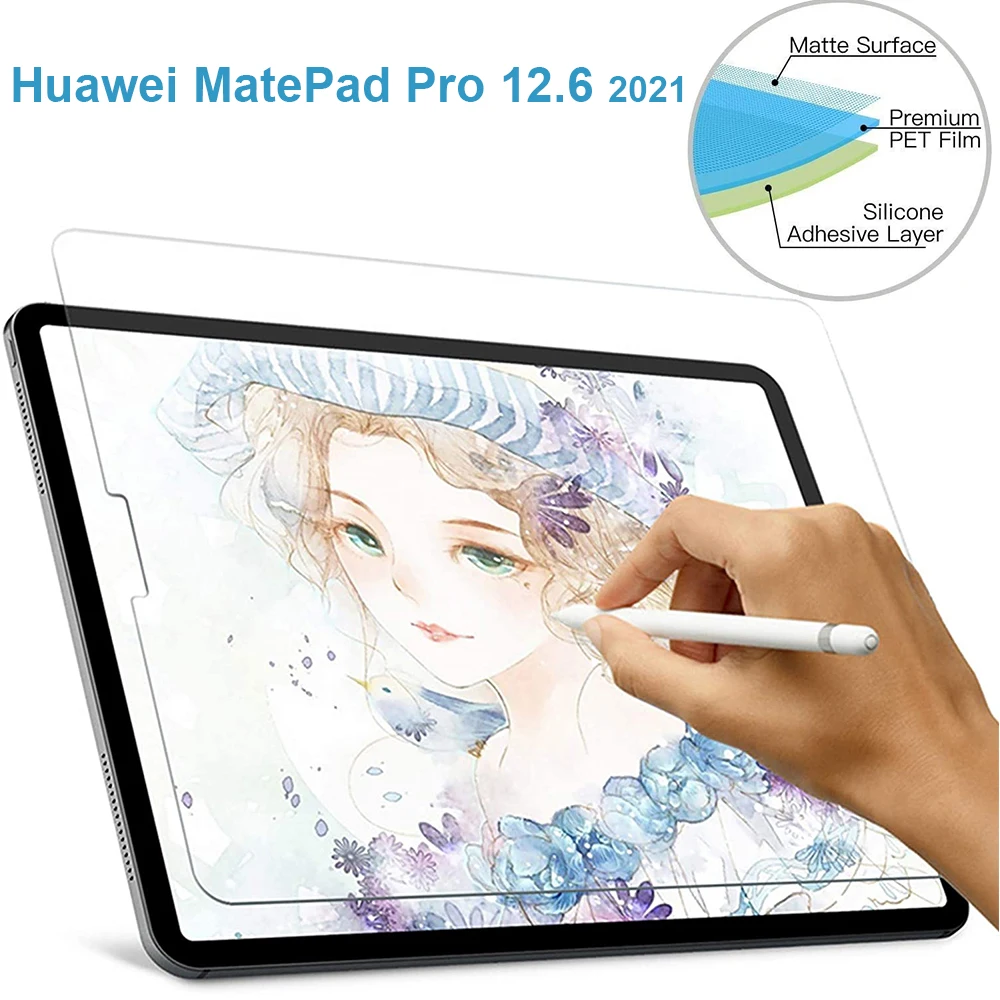 

For Huawei MatePad Pro 12.6 2021 WGR-W09/W19 WGR-AN19 Paper Touch Screen Protector Anti-Skip PET Matte Protective Drawing Film