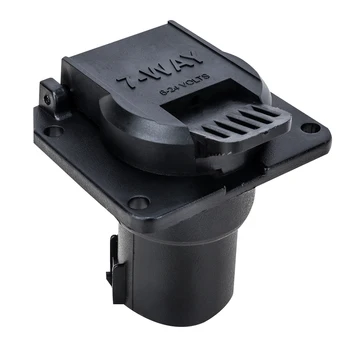 

6-24V 7 Pin Oblate Trailer Plug 7 Way Blade Socket Adapter Wiring Connector With Round Dust Cap For Motor Home Cars A30