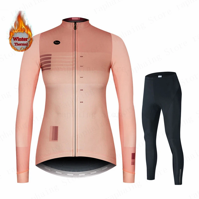 Cycling Jersey Set Women Cycling Clothing Winter Fleece Long Sleeve MTB Female Thermal
