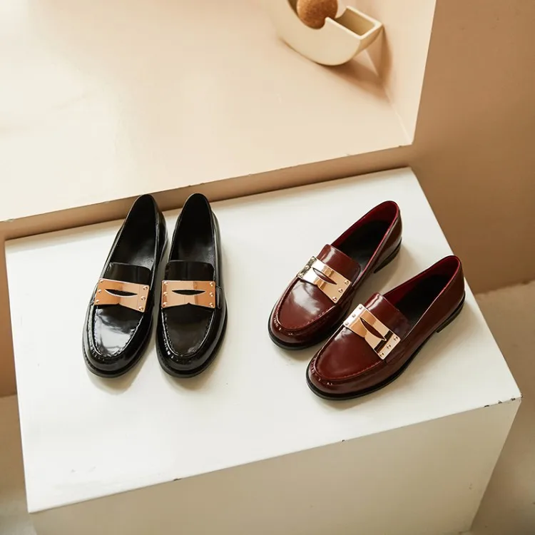 

Korean-style Fashion Square Head Low Heel 2020 New Style inside And Pure Leather Loafers Flat High Imitation