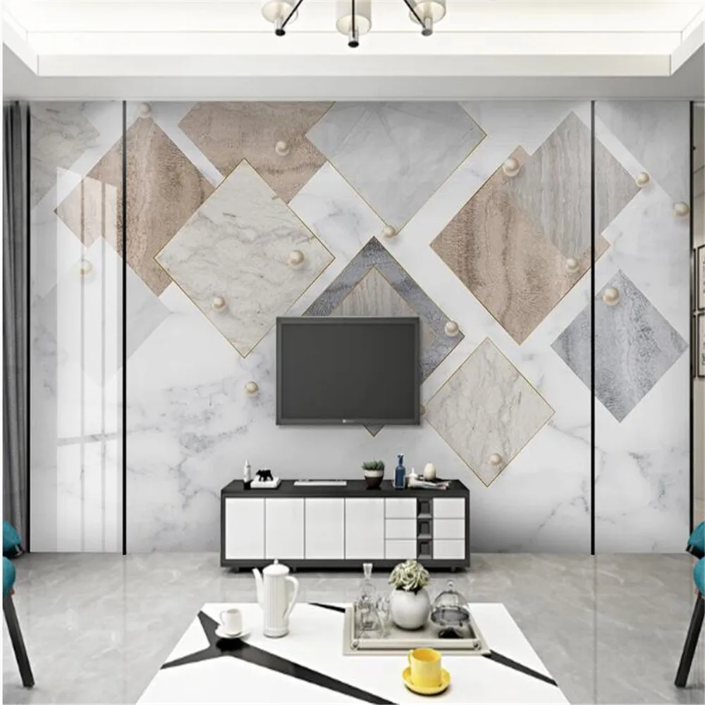 

Milofi professional custom wallpaper mural modern minimalist creative abstract geometric marble jazz white background wall