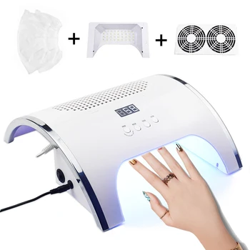 

80W 2 In 1 Strong Vacuum Nail Suction Duct Collector With UV LED Nail Lamp and 2 Fan Vacuum Cleaner For Manicure Tool