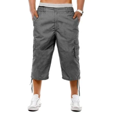 Половина Мульти Карманы Свободные Твердые средняя талия повседневные мужские брюки шорты Карго подарок эластичный летний праздник упражнения