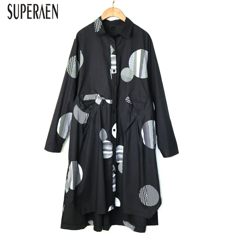 

SuperAen 2019 Autumn New Korean Style Women Shirts Loose Pluz Size Long-sleeved Blouses Female Fashion Cotton Women Clothing