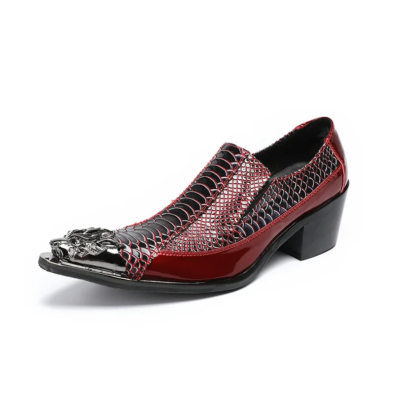 

Casual Shoes Toe Loafers British Style Slip-on Pointed Metal Fashion Genuine Leather Men Full Grain Leather Cow Leather Rubber