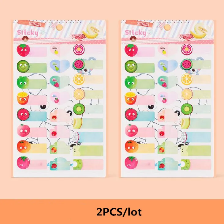Fruit 2pcs Sharkbang, 2 шт., креативные, водонепроницаемые, милые, клейкие, с именем, наклейки, этикетка, индекс бумаги, написанные фламинго, клейкие наклейки s - Цвет: Fruit 2pcs