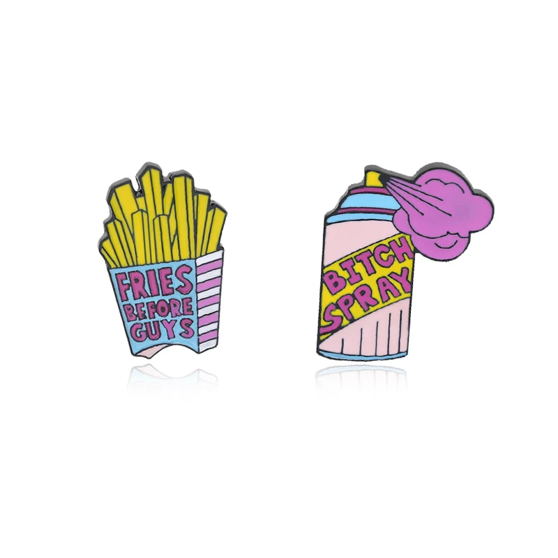 Креативная надпись Fries Before Guys в мультипликационном стиле шпильки распылители с