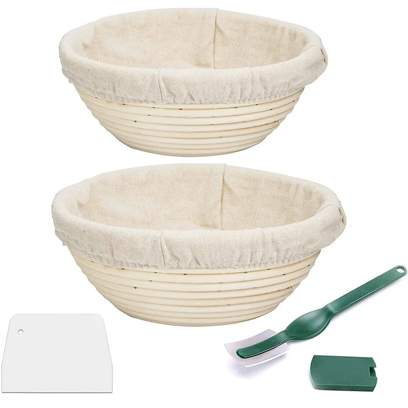 9 Inch + 10 Inch Proofing Basket, Bread Proofing Basket Scraper Lining