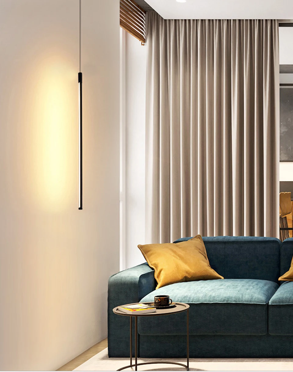 Nordic simple LED Long Hanging Line chandelier Living Room Sofa Background Wall Light Bedroom Bedside Floor Lamp