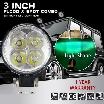 

4 SMD LED Work Light Bar 12W Round Spotlight 10-30V Offroad Working Lamp Bar For Excavator Truck Offroad 4X4 4WD Car SUV ATV