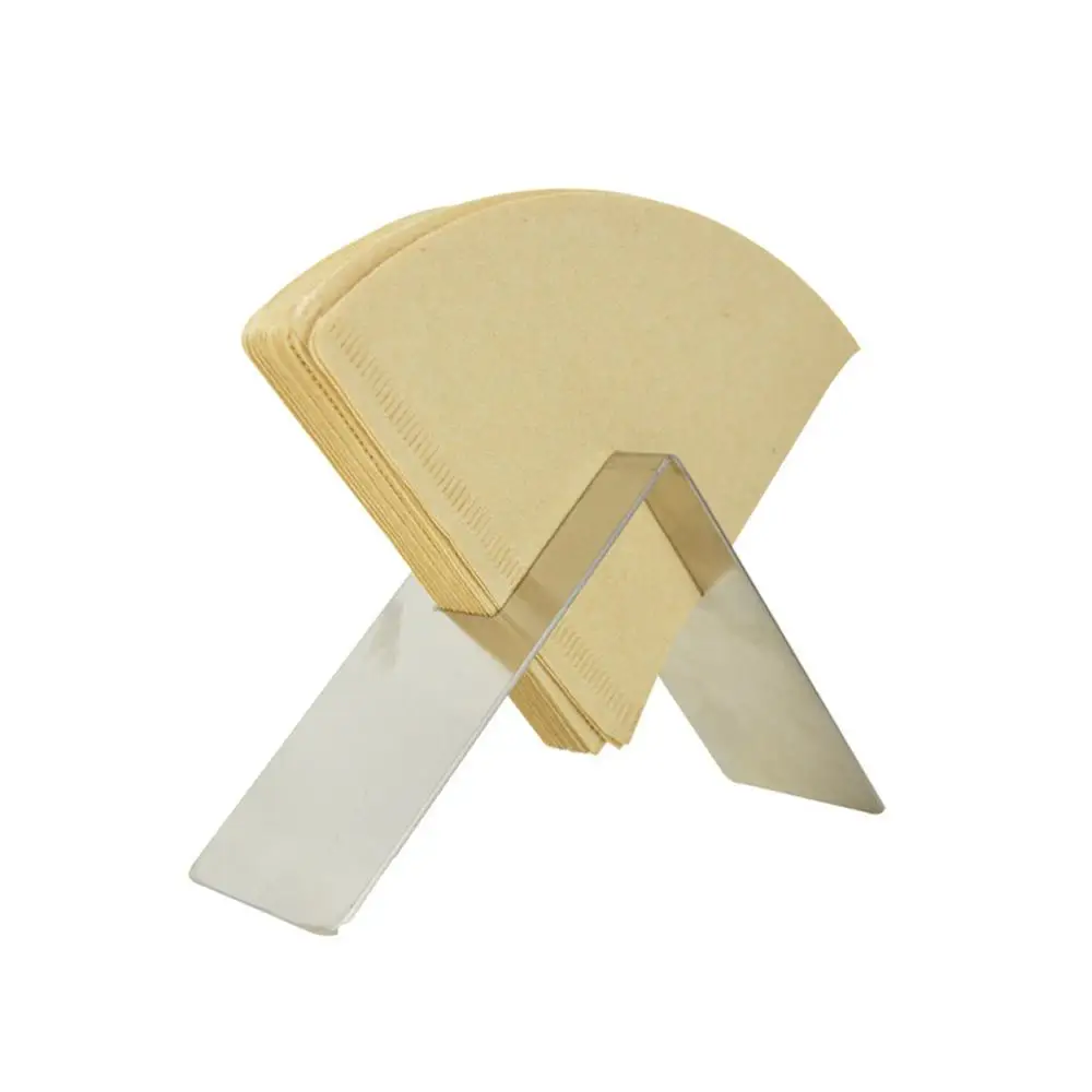 stainless steel Wooden Coffee Filter Holder Dispenser Rack Stand Fan Shape Coffee Filter Storage Tissue Box Paper Display Shelf Coffee - Цвет: stainless steel