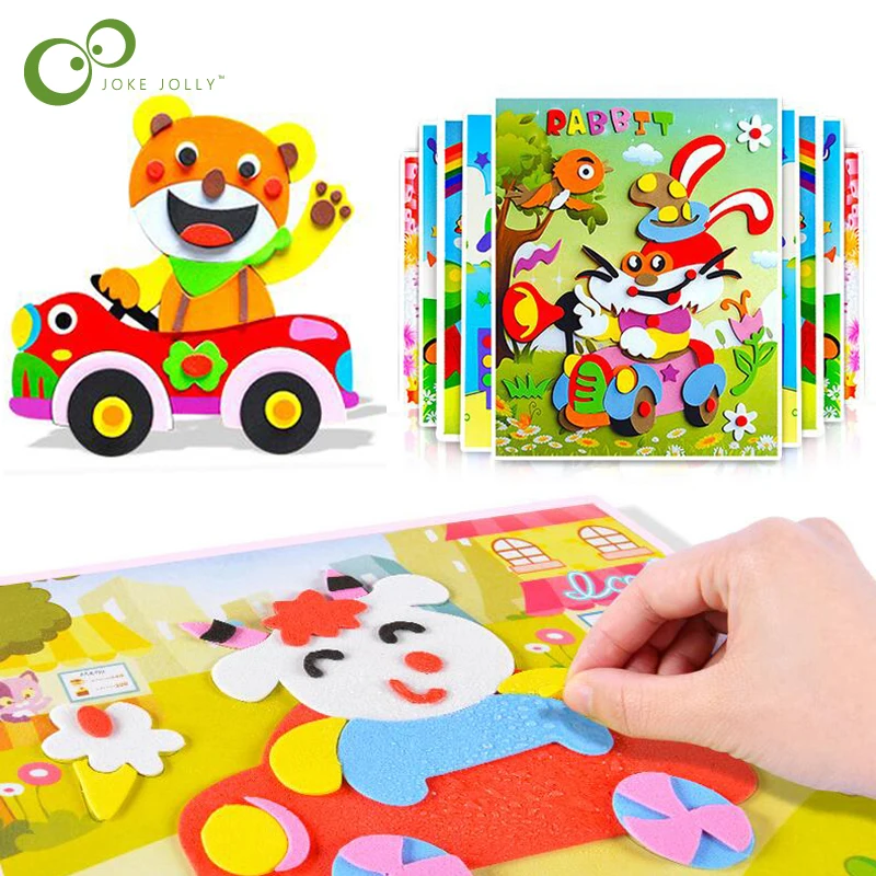 10/5Pcs Children Kids Multi-patterns Styles 3D EVA Foam Sticker Puzzle Game DIY Cartoon Animal Learning Education Toys WYW