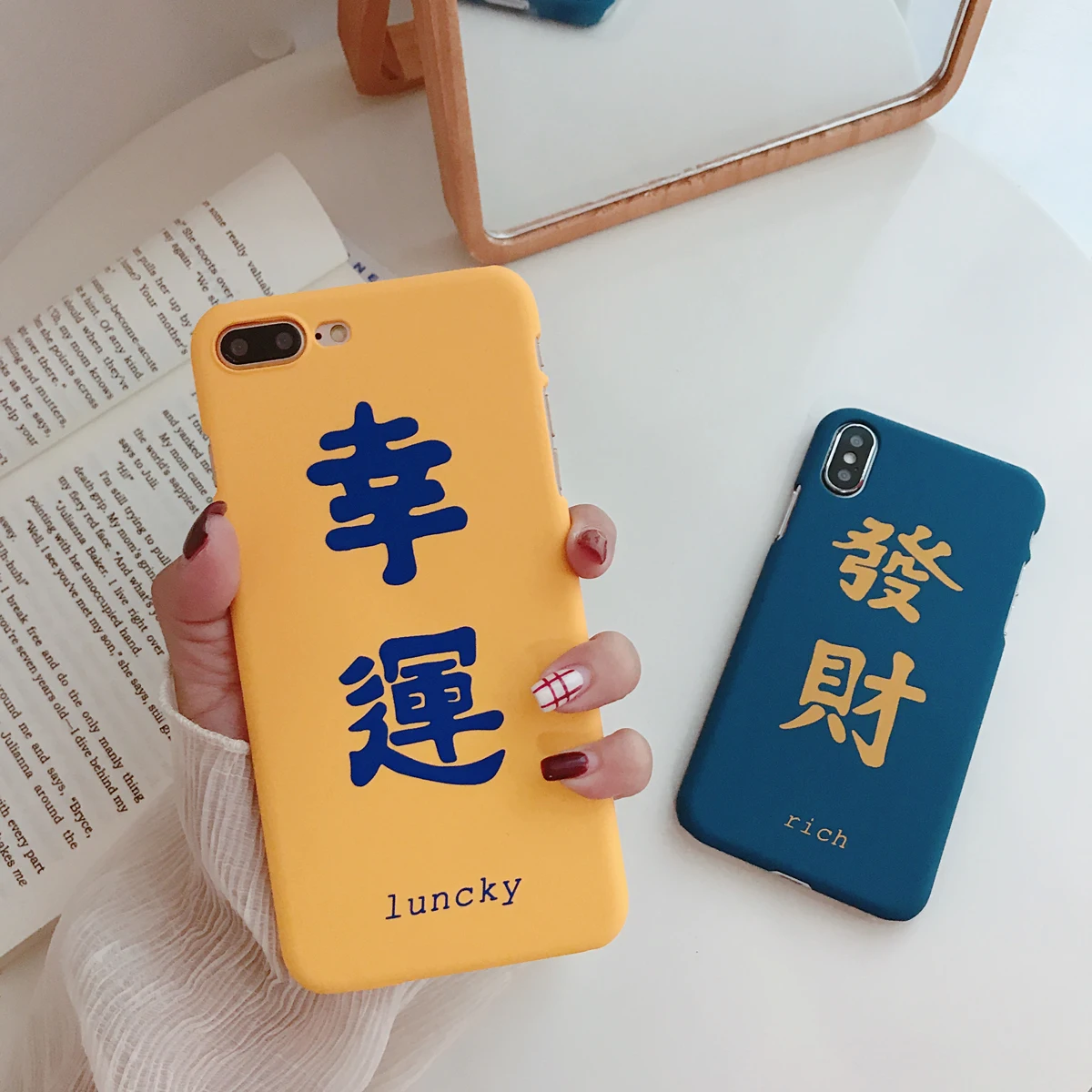 Новый Модный чехол с надписью Lucky Rich для iphone 6 6S 7 8 Plus X XR XS Max Синий Ip 6plus 7plus plus XsMax