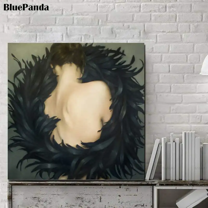 Женские сюрреалистисты Amy Judd красивый постер с перьями Картина на холсте для