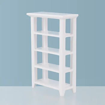 

White 1/12 Dollhouse Miniature Furniture Set Birch Wooden Storage Holder Shelf 5 Tier Furniture Toys