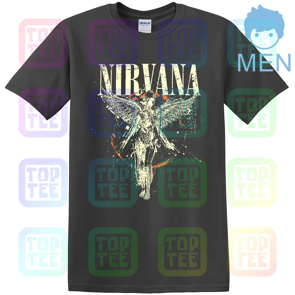 MEN-DARK GRAY NIRVANA IN UTERO Альбом Футболка Мужская рок-музыка футболка мужская черная живая нация NWT - Цвет: MEN-DARK GRAY